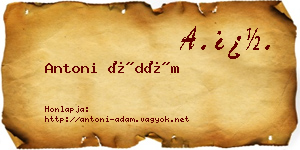 Antoni Ádám névjegykártya