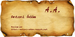 Antoni Ádám névjegykártya
